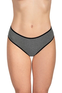 Vivisence Dame Slip Unterhose Klassisch Komfortabel Baumwolle Trendig Alltag Unterwäsche 4016, schwarzes Gummiband:schwarzgrau
