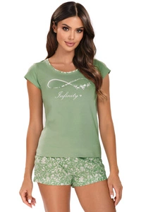 Vivisence Dame Schlafanzug 2-teiliges Set Pyjama Bluse Shorts Gemustert 2024,