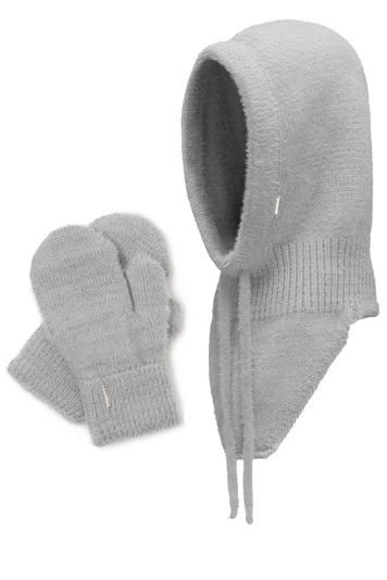 Vivisence Winterset Für Damen Schalmütze Mit Und Warme Fausthandschuhe Mit Fleecefutter Hergestellt Aus Weichem Warme Garn Perfekt Für Kalte Wintertage, hellgrau